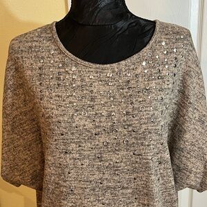 Gray Embellished Knit Top